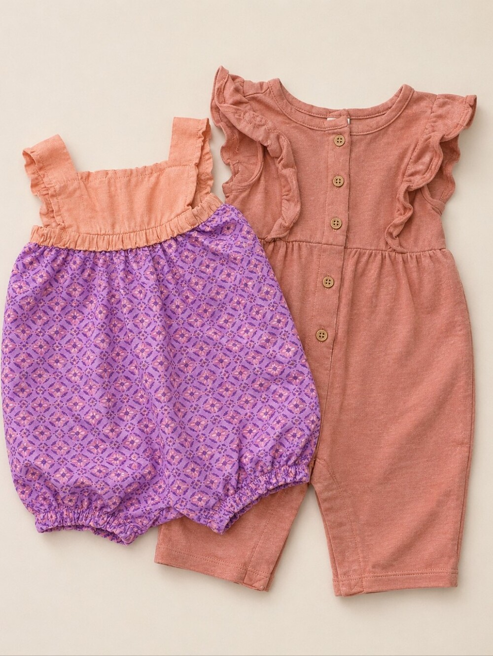 Carters + Charokee Baby Girl Romper & Jumpsuit Bundle Purple Pink Summer Size 3M